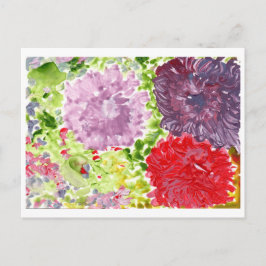 Grote paarse en roze bloemen briefkaart