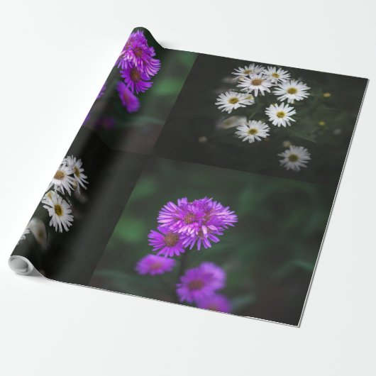 Grote paarse en witte bloementuin cadeaupapier (Uitgerold)