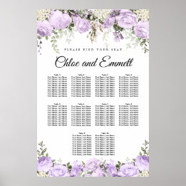 Grote Paarse Floral 10-tafel weduwenkaart Poster
