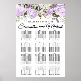 Grote Paarse Floral 12-tafel weduwenkaart Poster