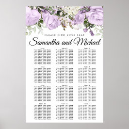Grote Paarse Floral 12-tafel weduwenkaart Poster