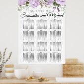 Grote Paarse Floral 12-tafel weduwenkaart Poster (Keuken)