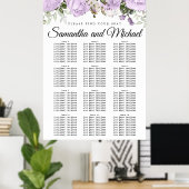 Grote Paarse Floral 12-tafel weduwenkaart Poster (Thuiskantoor)