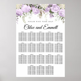 Grote Paarse Floral 18-tafel weduwenkaart Poster