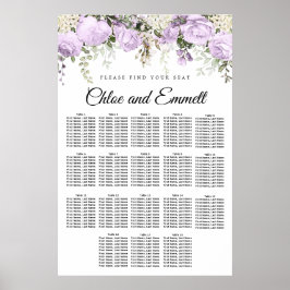 Grote Paarse Floral 18-tafel weduwenkaart Poster