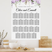 Grote Paarse Floral 19-tafel weduwenkaart Poster (Keuken)