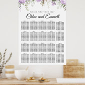 Grote Paarse Floral 20-tafel bruiloft Poster (Keuken)