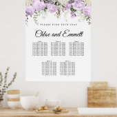 Grote Paarse Floral 5-tafel bruiloft Poster (Keuken)