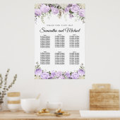 Grote Paarse Floral 6-tafel weduwenkaart Poster (Keuken)
