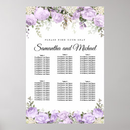 Grote Paarse Floral 6-tafel weduwenkaart Poster