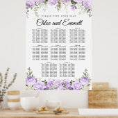 Grote Paarse Floral-8-tafel-bruiloft Poster (Keuken)