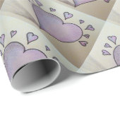 Grote paarse harten en kleine harten romantisch cadeaupapier (Rol Hoek)