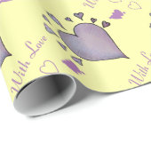 Grote paarse harten en kleine harten romantisch cadeaupapier (Rol Hoek)