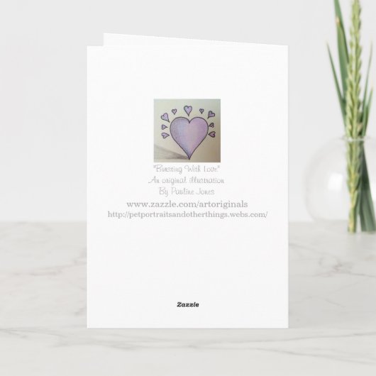 Grote paarse harten voor romance feestdagen kaart (Achterkant)