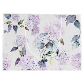 Grote Paarse Hydrangea Waterverf Flower Gift Bag Groot Cadeauzakje