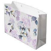 Grote Paarse Hydrangea Waterverf Flower Gift Bag Groot Cadeauzakje (Achterkant Gekanteld)