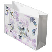 Grote Paarse Hydrangea Waterverf Flower Gift Bag Groot Cadeauzakje (Voorkant Gekanteld)