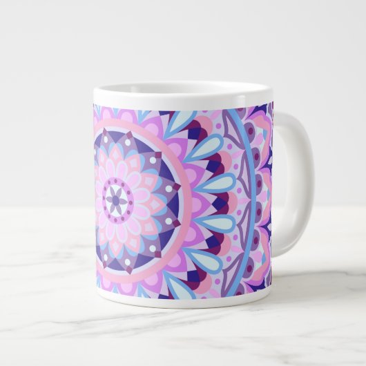 Grote Paarse Mandala Oversized Boho Spiritueel Knu Koffiekop (Voorkant rechts)