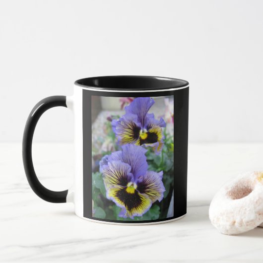 Grote Paarse Pansies Mok 11 oz (Met donut)