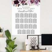 Grote Paarse roze Floral - 19-tafelzitjes Poster (Thuiskantoor)