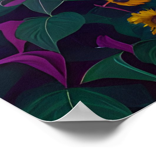 Grote Paarse zonnebloem in het veld Poster (Hoek)