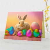 Grote paasbundel met kleurrijk Collectie eieren Kaart (Gele Bloem)