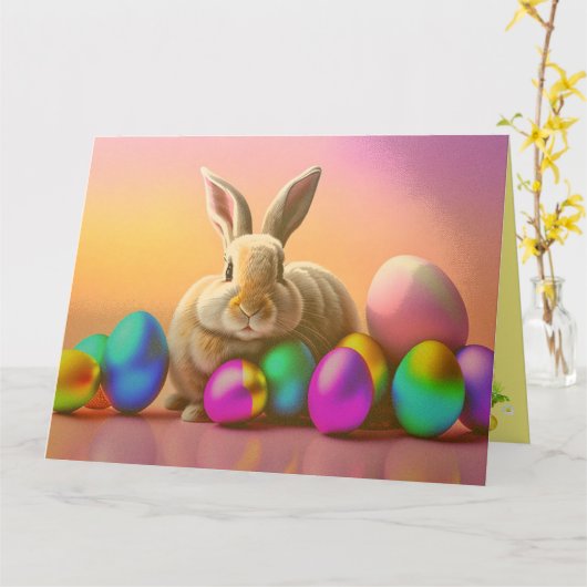 Grote paasbundel met kleurrijk Collectie eieren Kaart (Gele Bloem)