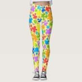Grote paaskleurautisme puzzelstukjes op gele gloed leggings (Voorkant)