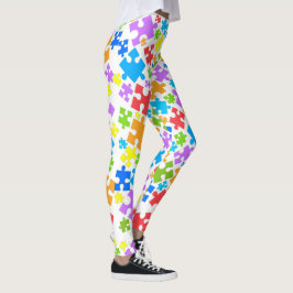 Grote paaskleurautisme puzzelstukjes op WHITE Leggings
