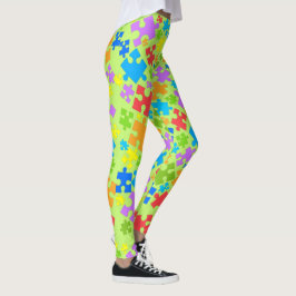 Grote paaskleurautisme Puzzle-artikelen op GROEN Leggings