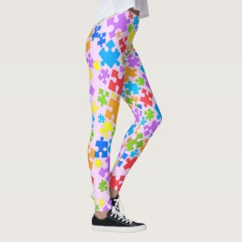 Grote paaskleurautisme Puzzle-artikelen op PINK Leggings