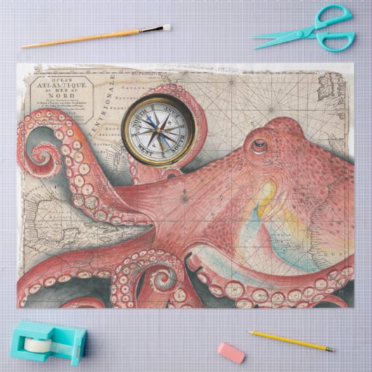 Grote Pacifische octopus  plattegrond Tissuepapier (Craft)