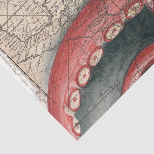 Grote Pacifische octopus  plattegrond Tissuepapier (Detail)
