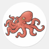 Grote Pacifische octopus Ronde Sticker (Voorkant)