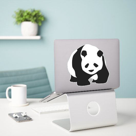 Grote Panda-Sticker Sticker (Laptop op bureau)