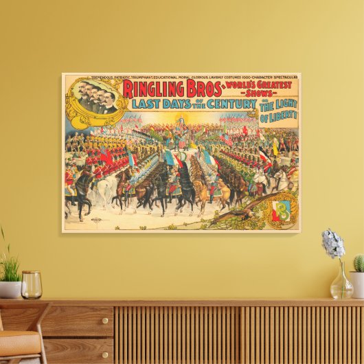 Grote parade met Mannen in uniformen te paard Canvas Afdruk (Insitu (Woonkamer))