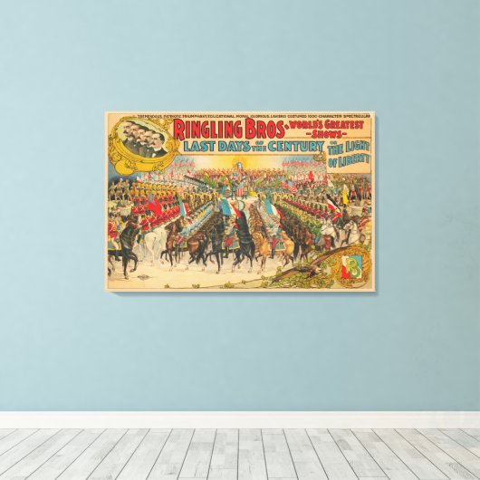 Grote parade met Mannen in uniformen te paard Canvas Afdruk (Insitu (Houten vloer))