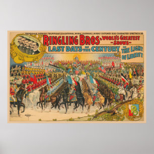 Grote parade met Mannen in uniformen te paard Poster