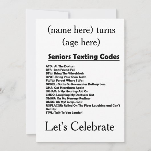 **GROTE PARTIJ** INVITE SENIOR KAART (Voorkant)