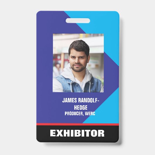 GROTE PAS BADGE VOOR EXPOSEERDER MET FOTO-I.D. (Voorzijde)