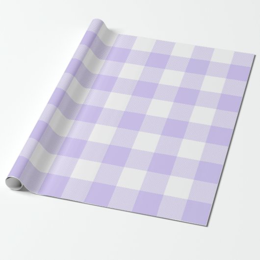 Grote pasta Paars en witte gingham Cadeaupapier (Uitgerold)
