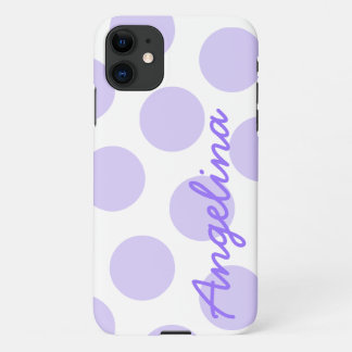 Grote Pastel Paarse Stippenpatroon Persoonlijk iPhone 11 Hoesje