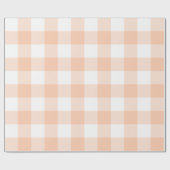 Grote Pastel Perzik en Witte Gingham Cadeaupapier (Vlak)