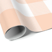 Grote Pastel Perzik en Witte Gingham Cadeaupapier (Rol Hoek)