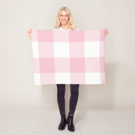 Grote Pastel Roze en Witte Gingham Pset Fleece Deken