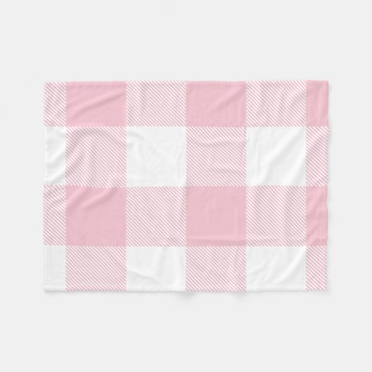 Grote Pastel Roze en Witte Gingham Pset Fleece Deken (Voorkant (Horizontaal))