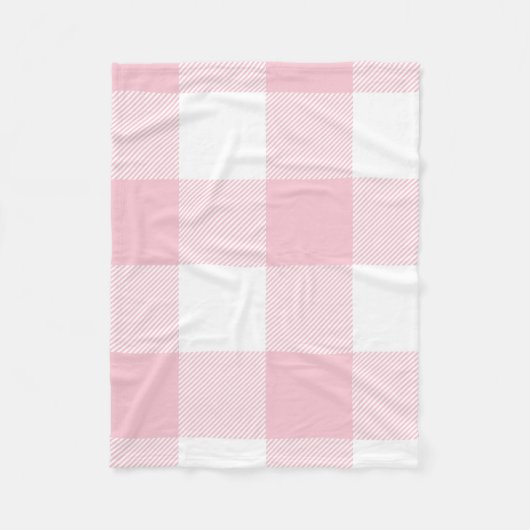 Grote Pastel Roze en Witte Gingham Pset Fleece Deken (Voorkant)