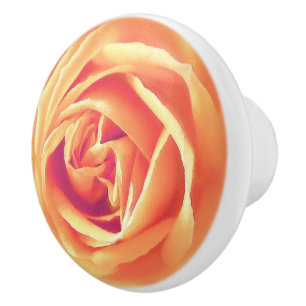 Grote pastel sinaasappelroosprint keramische knop