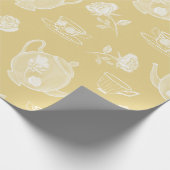 Grote Pastel Waterverf theepotten op geel Cadeaupapier (Hoek)