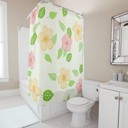 Grote pastelbloemen douchegordijn (In situ)